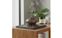 Metal Aromatic Resin Burner with Lid Multi-Functional Alloy Coil Aromatic Resin Burner Holder Antique Censer Promotes