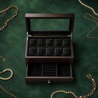 Watch Organizer Box Double Layer Wood Watch Box Drawer Storage
