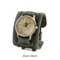 Men's Wrap Wristwatch Wide Band Leather Cuff Watch Adjustable Fit