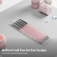 5 Pieces Double-Ended Manicure-Nail Design Tool Set Multi-Functional Manicure Accessory Easy to Clean Ergonomic Grip for Artists