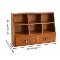 Wooden Desktop Organizer with Drawers Vintage-Style Desktop Organizer with Drawers Space-Saving for Vanity