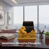 Business Opening Gift Feng Shui Horse Ornament Traditional Design Horse with Wealth Statue Cultural Artistry for Office, Living Room, Shop