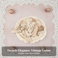 Lace headpiece with hare Ears Elegant Design Dome Hat Adjustable Ribbon Tie
