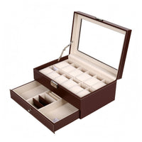 Watch Jewelry Box Mirror Lid 2-Layer Watch Organizer Easy to Clean