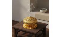 Metal Aromatic Resin Burner with Lid Multi-Functional Alloy Coil Aromatic Resin Burner Holder Antique Censer Promotes