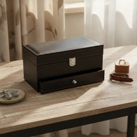 Watch Box with Drawer Compact Double-Layer Jewelry Box Stylish Watch Organizer with Drawer for Closet