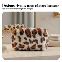 Leopard Print Makeup Bag Portable Soft Leopard Print Pouch Large Capacity
