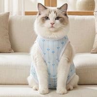 Female Feline Recovery Suit Heart Print Post-Surgery Feline Suit E-Collar