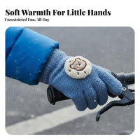 Soft & Comfortable children's Cartoon Gloves Thickened Full Finger Winter Gloves Windproof for Children 6-12, Students, School, Cycling