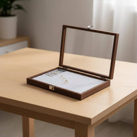 Jewelry Display Tray Glass-Covered Necklace Display Tray Slim Storage Box