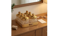 6 Pieces Decorative Storage Jar Set Sealed Gold Lidded Jar Set Glass-Like Household Organizer