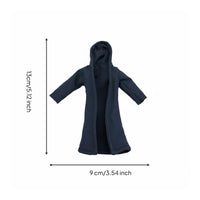 1/18 Doll Trench Coat Small Scale 3.75 Inch BJD Coat Handmade Action Figure Outfit for Collectors, Display