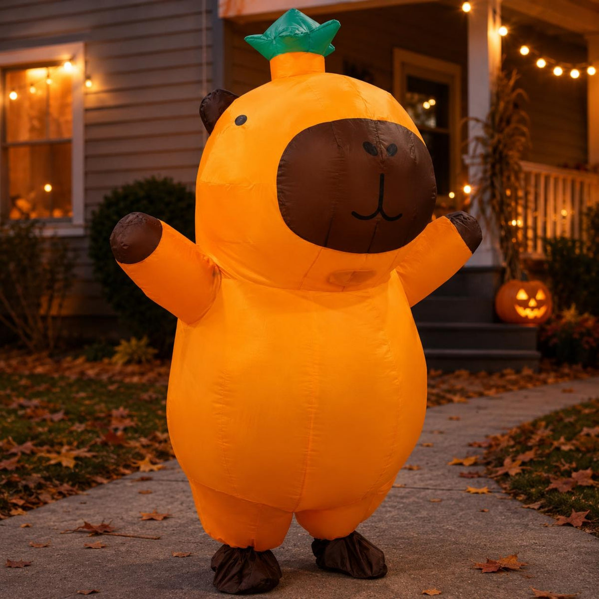 Inflatable Capybara Costume Brown Details Cartoon Capybara Suit Breathable Inflatable Animal Costume for Adults