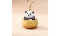 Gold-Tone Necklace with Panda Pendant Cute Panda Charm Necklace Cartoon-Style Animal Pendant Jewelry Miniature for Girls, Teens, Daily Wear, Layering, Gifting