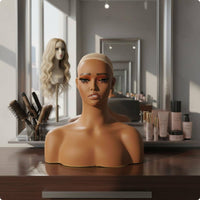 Hairpiece Display Head Natural Makeup Look Female Hairpiece Head Lightweight