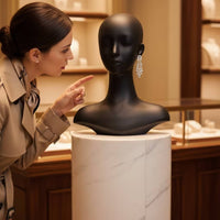 Mannequin Head with Shoulders Matte Display Bust with Shoulders Hairpiece Stand with Base Long-Neck Hat Display with Stand