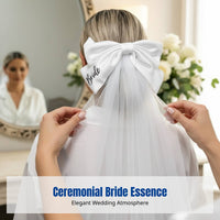 Bride Knot Veil, Creative Wedding Hair Accessory, Cream Ribbon, Bridal Decoration