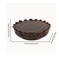 Wooden Lotus Pedestal Grooved Top Home Decor Stable Construction for Altar
