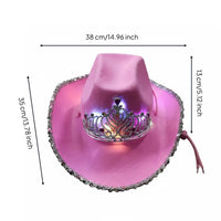 Pink Western Hat Feather Design Costume Accessory LED Light for Stage, Festival