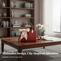 Top-Handle Satchel Detachable Strap Wavy Pattern Satchel Multiple Compartments