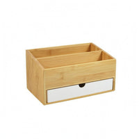Bamboo Desk Drawer Organizer Compact Desktop Drawer Storage Box Space-Saving