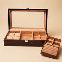 Watch Display Case with Glass Lid Tabletop Wooden Display Case Transparent