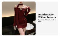 Bare-Shoulder Halter Dress Stretchy Material Halter Neck Club Dress Y2K Fashion