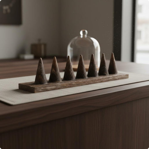 Wood Cone Jewelry Stand Hand-Finished Jewelry Cone Stand Space-Saving