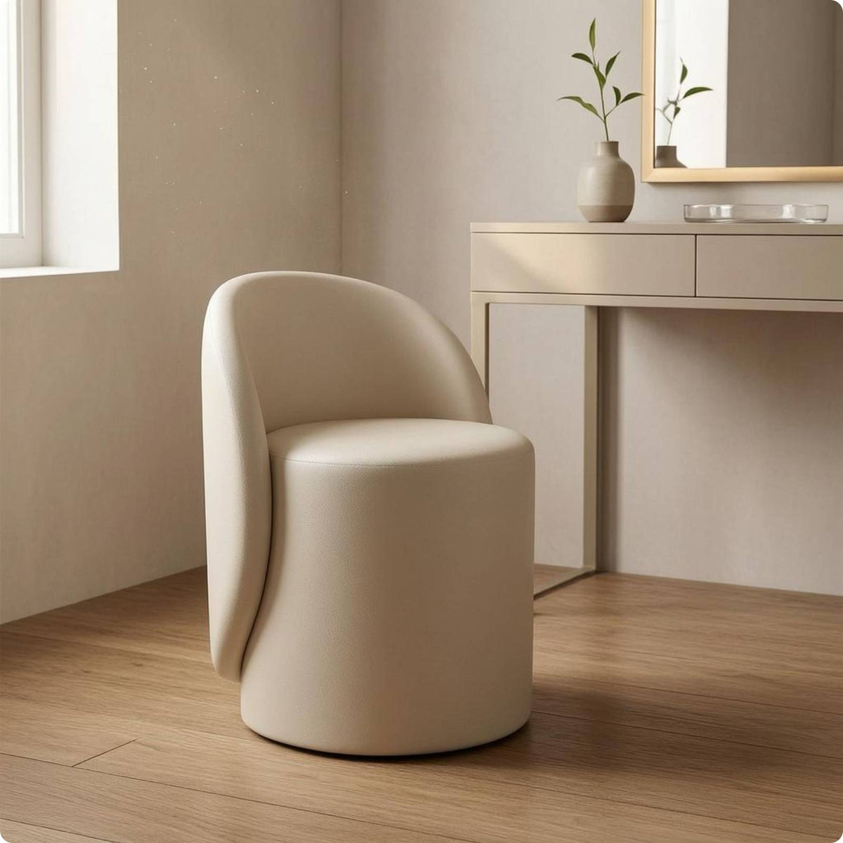 Upholstered Vanity Stool Minimalist Low-Back Vanity Chair Upholstered Makeup Chair Padded Seat Dressing Stool Backrest Support