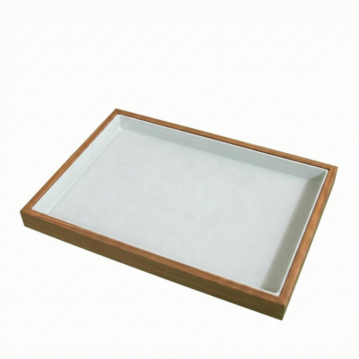 Jewelry Display Tray Walnut Wood-Colored Jewelry Storage Tray Light Gray