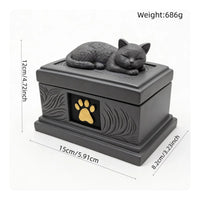 Resin Feline Memorial Box Personalized Feline Cremation Urn Handmade Design