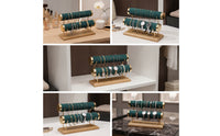Bracelet Holder with Wooden Base Double-Row Jewelry Display Stand Jewelry Display Holder Multi-Functional Organizer Countertop