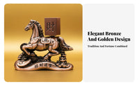 Symbol of Success Chinese Astrological Horse Figurine Intricate Details Running Horse with Gold Ingot Polished Finish for Business Owners