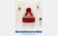 Winter Christmas Tassel Knitted Hat, Fair Isle knit cap, Windproof Pullover Cap, Unisex Festive Headwear