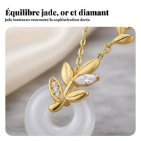 Wheat Ear Peace Buckle Charm Elegant Design Faux Jade Donut Necklace for Women