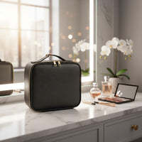 Portable Makeup Box with Light Water-Resistant Makeup Train Case with LED Mirror