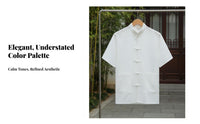 Linen Tang Suit, Men's Chinese Style Summer Short Sleeve, Relaxed Fit