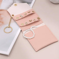 Portable Jewelry Storage Bag Soft Lined Interior Mini Mobile Jewelry Bag Snap Button Closure Personal Organizer for Women