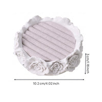 Round Jewelry Tray Carved Resin Band Holder Dish Textile-Covered