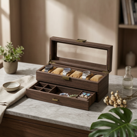 Watch Display Case with Glass Lid Vintage Watch Box with Drawer Clear