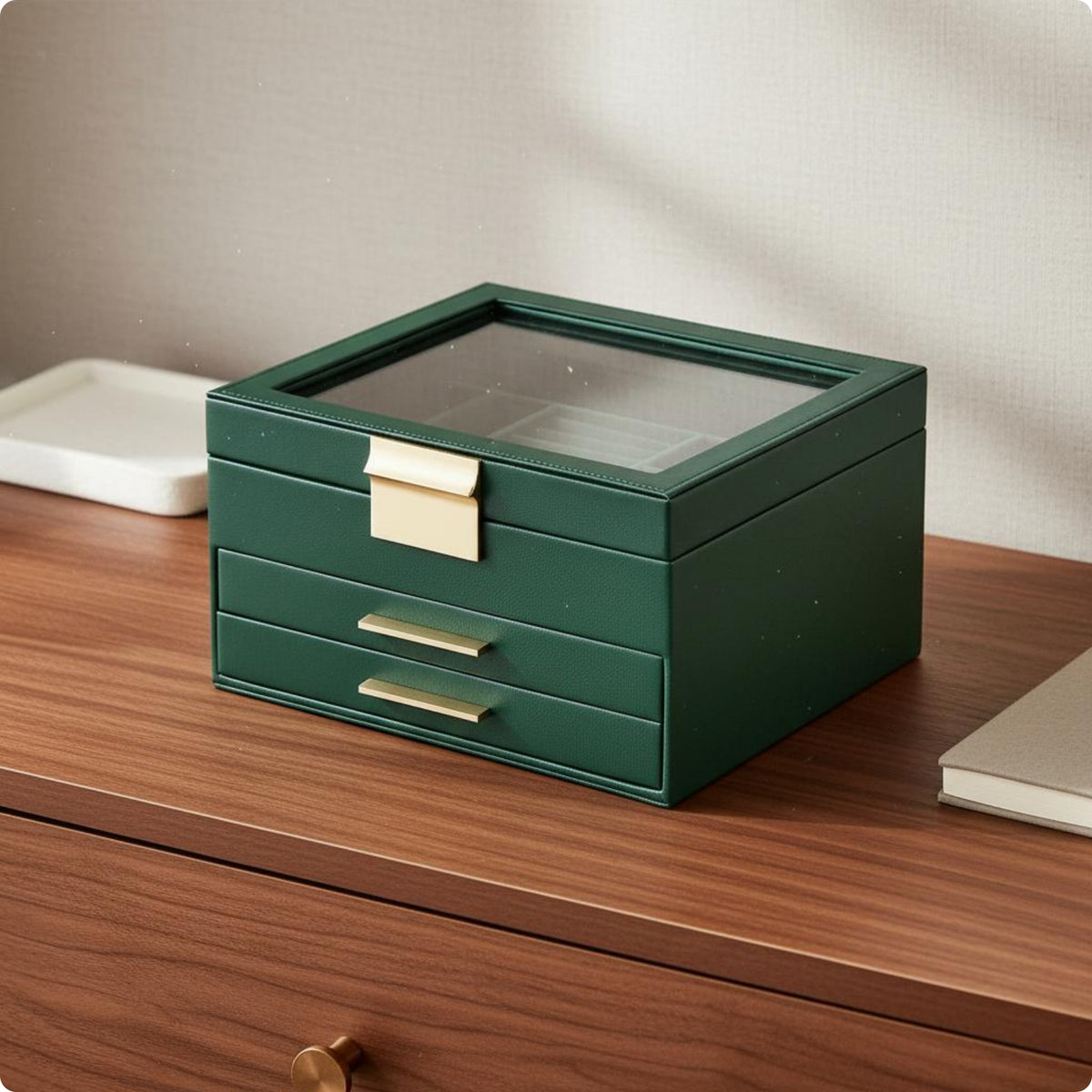3-Layer Jewelry Box Soft Velvet Lining Storage Item Space Saving