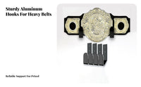 4 Pieces Championship Belt Wall Mount Aluminum Alloy Horizontal Belt Storage Racks Easy Installation for Collectors, Athletes, Game Room, Gym
