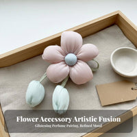 3D Padded Design Soft Flower Blossom Charm Handmade Look Five-Petal Cloth Flower Pastel Colors for Maker S, Keychain Making, Scrapbooking