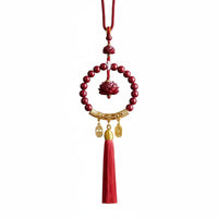 Cinnabar Lotus Car Ornament Premium Materials Chinese Design Car Tassel Ornament