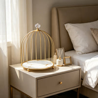 2 Pieces Birdcage Cake Stand Gold Finish Multi-Tier Dessert Tray for Restaurant