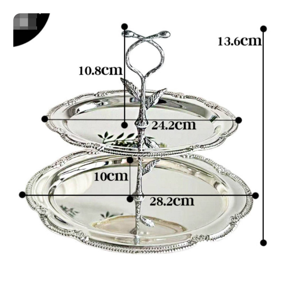 2 Tier Dessert Stand Easy to Clean Double Layer Snack Tray Sturdy Handle