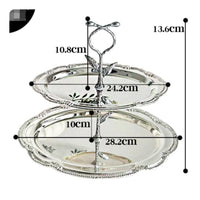 2 Tier Dessert Stand Easy to Clean Double Layer Snack Tray Sturdy Handle