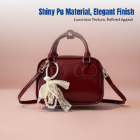 2025 Korean Style Women's Bowling Bag, Small Square PU Handbag, Shoulder & Crossbody, Fashionable Accessory