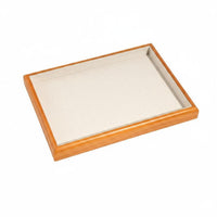 Linen Jewelry Tray Showcase Scratch Protection Wooden Jewelry Display Tray for Dresser Top