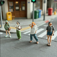 4 Pieces Miniature Figure Painted Scale Model Figure Toy Detailed Fully Assembled for Collectors, Dioramas, Street Layouts